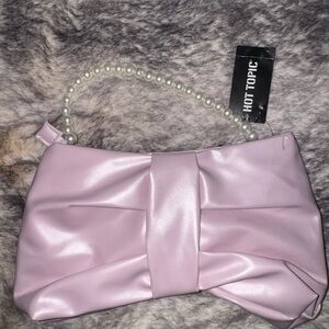Hot Topic Light Pink Clutch with Pearl Handle